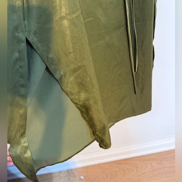 Urban Outfitters Olive Green Satin Slip Midi Dress – Size S - Picture 7 of 8